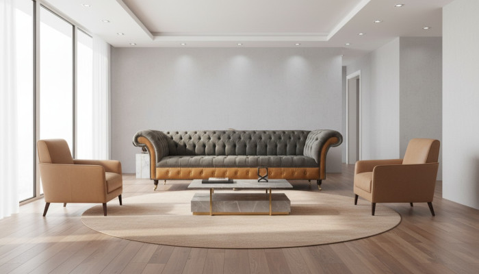 xxl Sofa Chesterfield Pamatnes dizains Luksusa dīvāns ar četrām sēdvietām no ādas