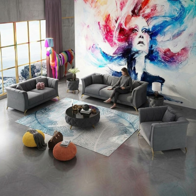 Dizainera Chesterfield dīvāns sarža dīvānā komplektā 321 sēdvietām.