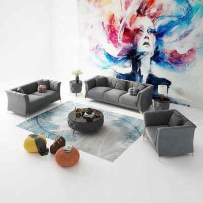 Dizainera Chesterfield dīvāns sarža dīvānā komplektā 321 sēdvietām.