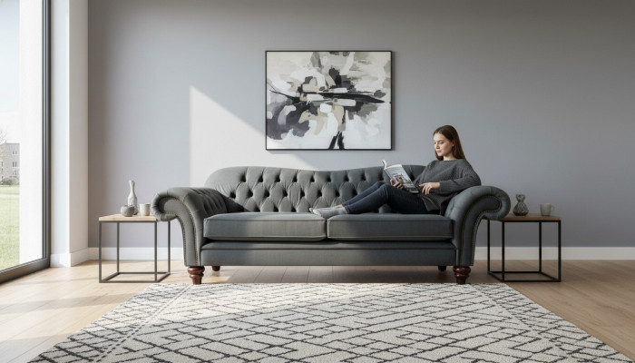XXL Chesterfield dīvāns 4 sēdvietu dīvāns pārklāts ar ādu un audumu
