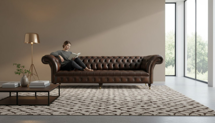 xxl Lielā Sofa Dīvāns Chesterfield 265cm Dekoratīvās Pamatnes Dīvāni 4 Vietaudumi Ādas