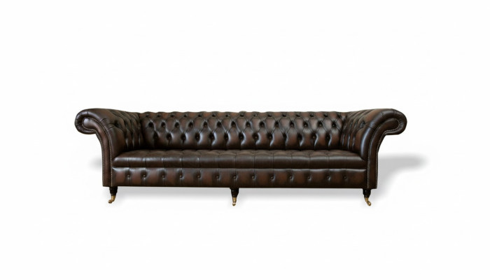 xxl Lielā Sofa Dīvāns Chesterfield 265cm Dekoratīvās Pamatnes Dīvāni 4 Vietaudumi Ādas