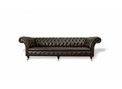 xxl Lielā Sofa Dīvāns Chesterfield 265cm Dekoratīvās Pamatnes Dīvāni 4 Vietaudumi Ādas