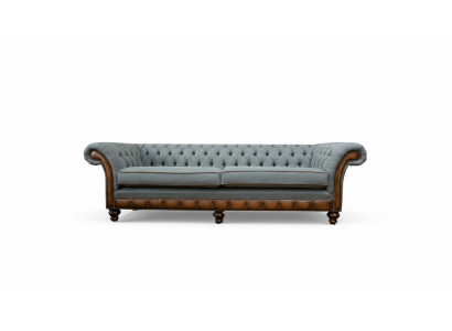 Liela XXL dīvāna 4-vietīga dīvāna Chesterfield komplekts ādas un tekstila pelene. Szürke.