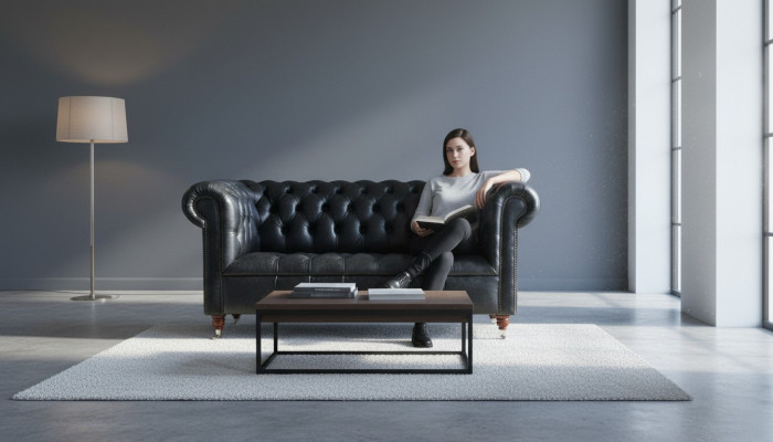 Chesterfield mēbeļu komplekts ar ādas pārklājumu divvietīgais dīvāns, samta jauns.