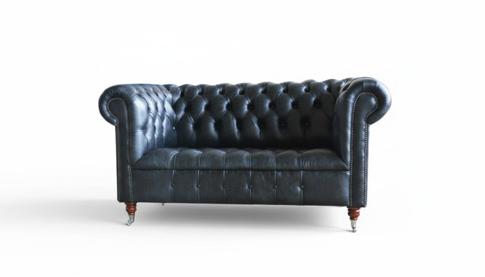 Chesterfield mēbeļu komplekts ar ādas pārklājumu divvietīgais dīvāns, samta jauns.