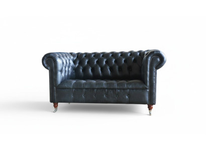 Chesterfield mēbeļu komplekts ar ādas pārklājumu divvietīgais dīvāns, samta jauns.