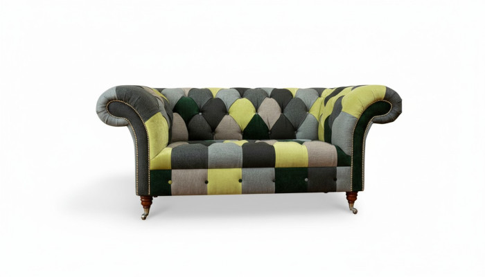 Chesterfield Sofa Dīvāns Polster Sofas Klasiskais 2-vietīgais ādas tekstilas dīvāns Krāsains