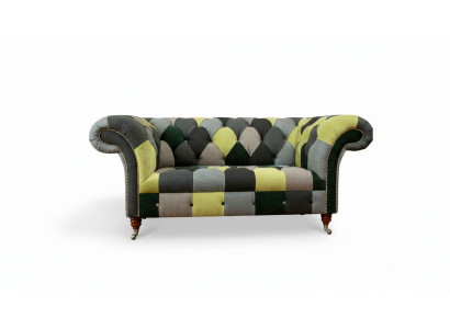 Chesterfield Sofa Dīvāns Polster Sofas Klasiskais 2-vietīgais ādas tekstilas dīvāns Krāsains