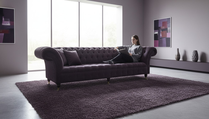 Gultas Sofa 4 vietu dizains Polster Moderns Tekstils Audums Chesterfield Sofas Jauns
