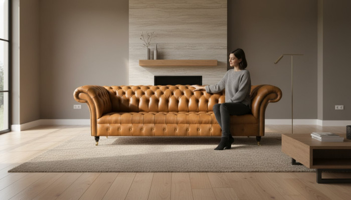 Dizaina dīvāns Chesterfield polster mūsdienīgs tekstilas audums dīvāns 4 cilvēkiem jauns.