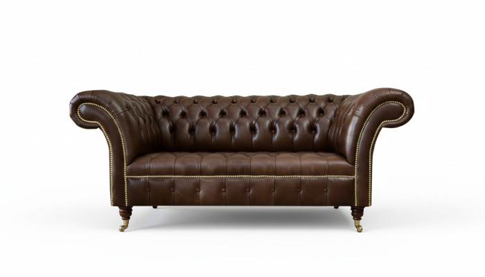 Chesterfield veļura dizaina divgabalu dīvāns tekstila āda apdare brūns jauns