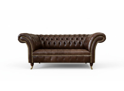 Chesterfield veļura dizaina divgabalu dīvāns tekstila āda apdare brūns jauns