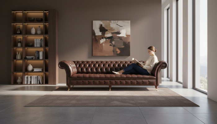 Sofas Chesterfield Polster dizains XXL Luksusa sofa 4-vietīga ādas dīvāns dīvāns