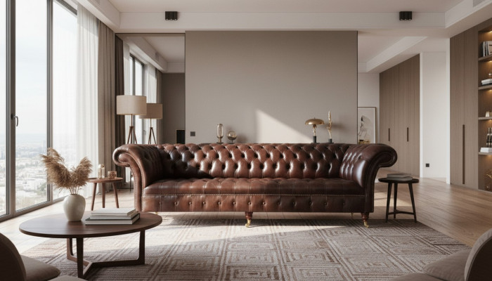 Sofas Chesterfield Polster dizains XXL Luksusa sofa 4-vietīga ādas dīvāns dīvāns