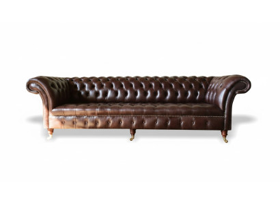 Sofas Chesterfield Polster dizains XXL Luksusa sofa 4-vietīga ādas dīvāns dīvāns