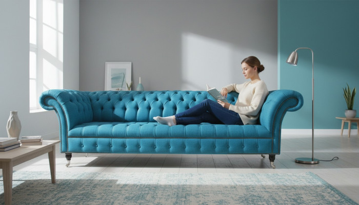Zila xxl Big Sofa Couch Chesterfield 265cm Polster Sofas 4 Sitzer Samt tekstils