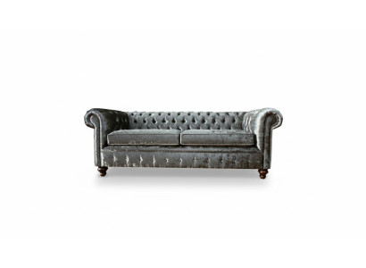 Trīsvietīga sofa 3 vietu krēsls Chesterfield apdare Samta pelni szamts