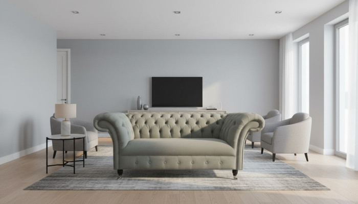 Chesterfield Sofa Couch Polster Sofas Klasiskais divvietīgais ādas, auduma, tekstila mākslinieks. Uzstādīts.