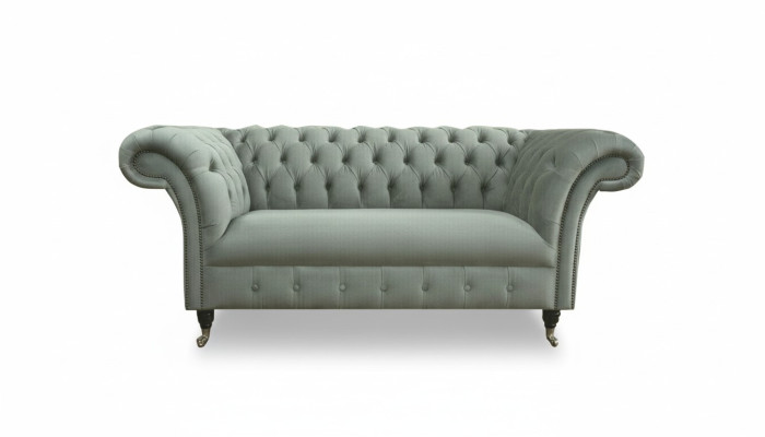 Chesterfield Sofa Couch Polster Sofas Klasiskais divvietīgais ādas, auduma, tekstila mākslinieks. Uzstādīts.