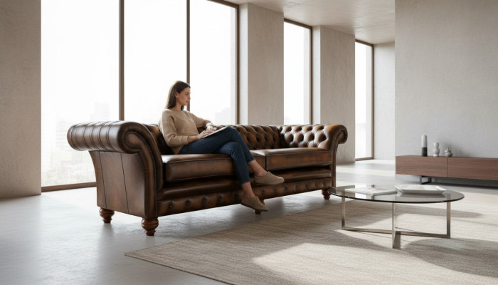 xxl Sofa 4 sēdvietu dīvāns Chesterfield polster sitz garnitūra ādas tekstilas brūns
