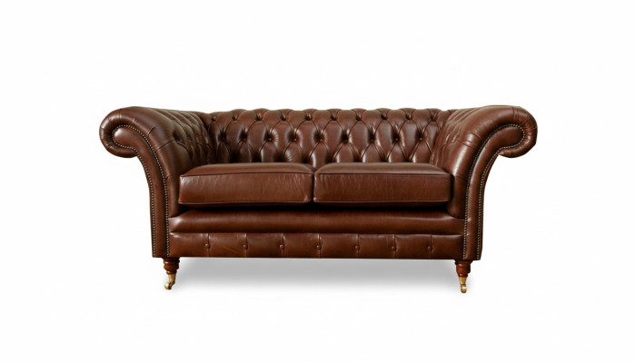 Chesterfield dīvāns 2-vietīgs polsteru dizaina dīvāns šokolādes brūnā krāsā.