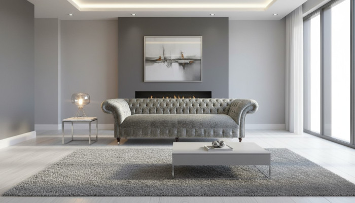 Chesterfield mēbeles dīvāns auduma dīvāns dīvāns sēžamvieta komplekts zīda sudrabs 4 sēdvietas