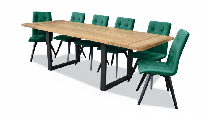 Dizains ēdamistabas krēsla komplekts Metāla galdi Krēsli 6x krēsli Galda komplekts 7 gab.