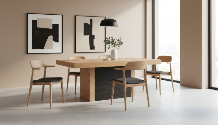 Luksusa ēdamgalds Dizainera koka galdi Mēbeles Kājas galds Ēdamistaba 110x250/490 cm