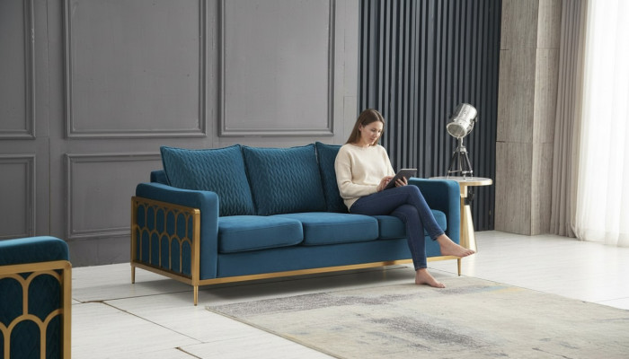 Trīsvietīga gulta Polster Design Sofa Moderns sēdekļa dekors Dīvāns Istaba Mēbeles