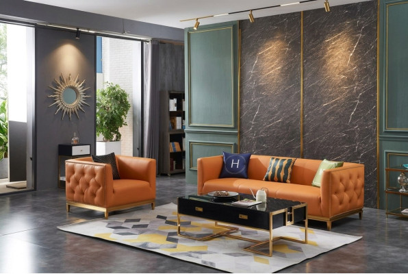 Klasiskā sofa dīvāns Pārvalde 3+1 vieta Dīvāns ādas sēdvieta garnitūra