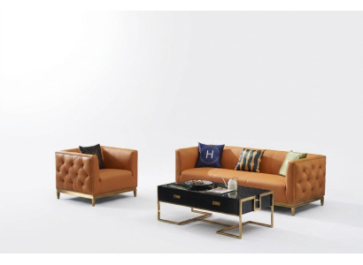 Klasiskā sofa dīvāns Pārvalde 3+1 vieta Dīvāns ādas sēdvieta garnitūra