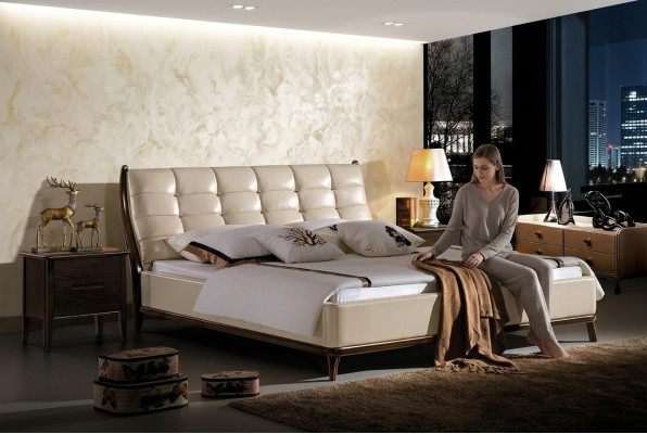 Gulta Chesterfield mēbeles guļamistaba dubultgulta luksusa gultas 180x200 ādas Jaunums