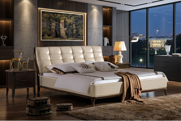 Gulta Chesterfield mēbeles guļamistaba dubultgulta luksusa gultas 180x200 ādas Jaunums