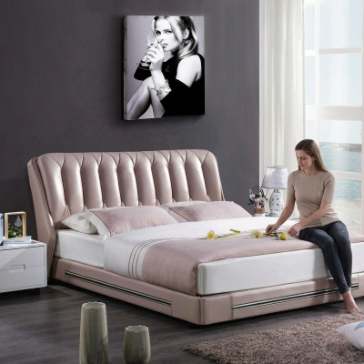 Klasiskais angļu stils divu personas tekstila gultas moderņi 180x200cm.