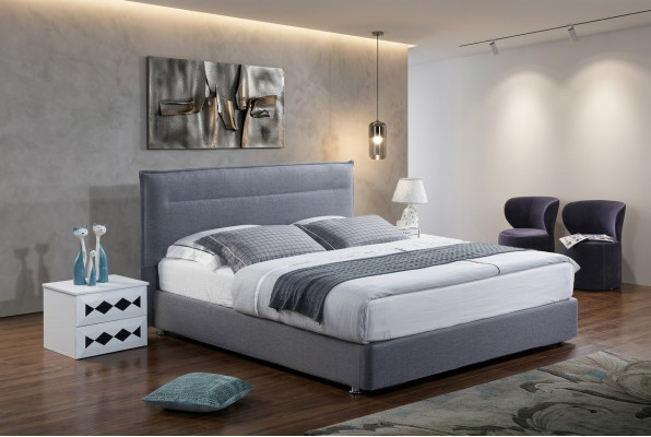 Luksusa Boxspring gulta audums, viesnīcas zilā gulta, guļamistabas mēbeles dizains dubultgulta.
