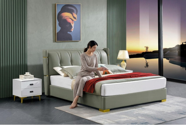 Divgultas Beige Mēbeles Gultas Guļamistaba Divgulta Beige Viesnīca