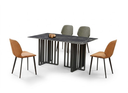 Luksusa ēdamgalds no nerūsējošā tērauda ar marmora imitāciju akmeņa galda telpai 180x90cm.