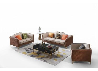 Sofas komplekts 3+1 vienam sēdētājam Klasiskais mājīgais dīvāns Dzīvojamajā telpā noputuši dīvāni Apģērbti.