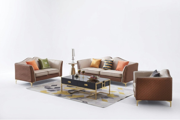 Sofa komplekts 3+2 vietām Klasiskie dīvāni no ādas polsterējuma