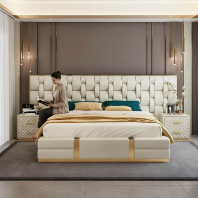 Tikai Edelstahl Luxus Bett Metall Leder Betten Hotel Chesterfield 180x200