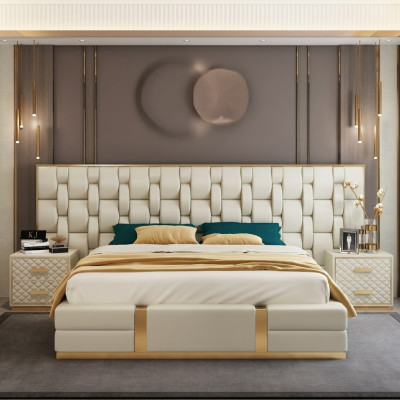 Tikai Edelstahl Luxus Bett Metall Leder Betten Hotel Chesterfield 180x200