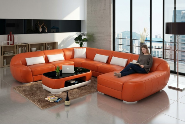Moderns ādas dīvāns stūra dīvāns dzīvojamās istabas ainava sēdeklis polster couch set new FEo