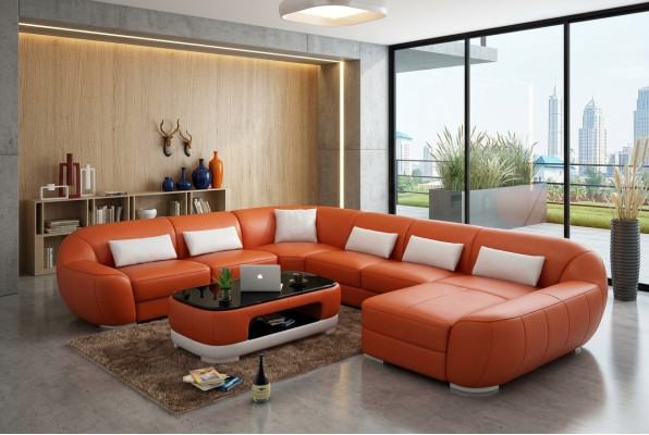 Moderns ādas dīvāns stūra dīvāns dzīvojamās istabas ainava sēdeklis polster couch set new FEo