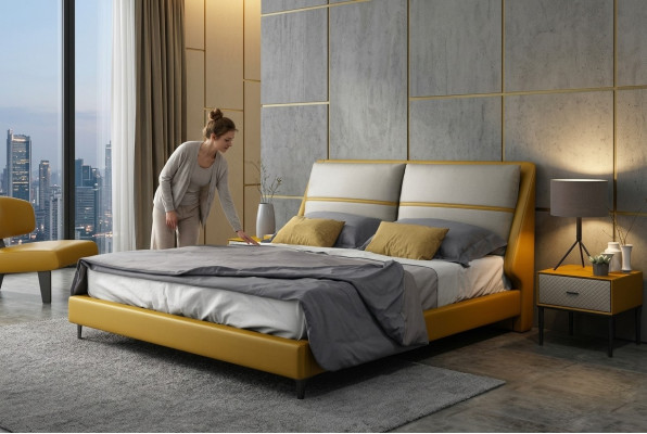 Luksusa guļamistabas gulta dizains luksusa divvietīgiem viesnīcas gultas 180x200 cm.