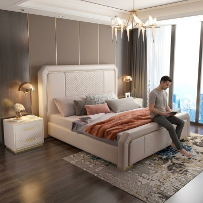 Dizainera divguļamā gulta viesnīcas luksusa guļamistabā 180x200 cm gulta