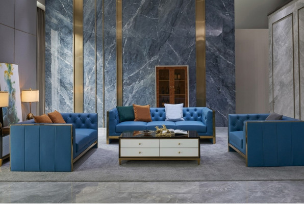 Pilna Chesterfield komplekta ar 3 2 1 sēdvietu dīvānu galds dizaina 4 gabalu komplekts