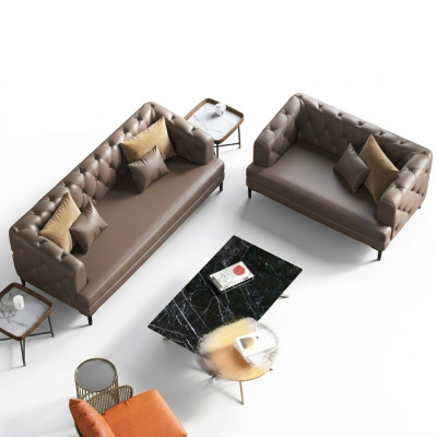 Brūns Chesterfield dīvāngarnitūra 3+2 vietu 2 daļu komplekts dizainera dekora mēbeles.