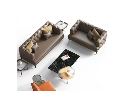 Brūns Chesterfield dīvāngarnitūra 3+2 vietu 2 daļu komplekts dizainera dekora mēbeles.