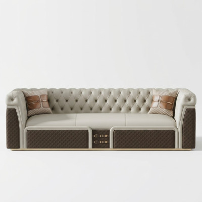 Dīvāns Trīsvietīgais Dīvāns Stils Moderns Polster Chesterfield Ādas Dīvāni